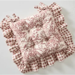 Gingham and Toile Chair Cushion