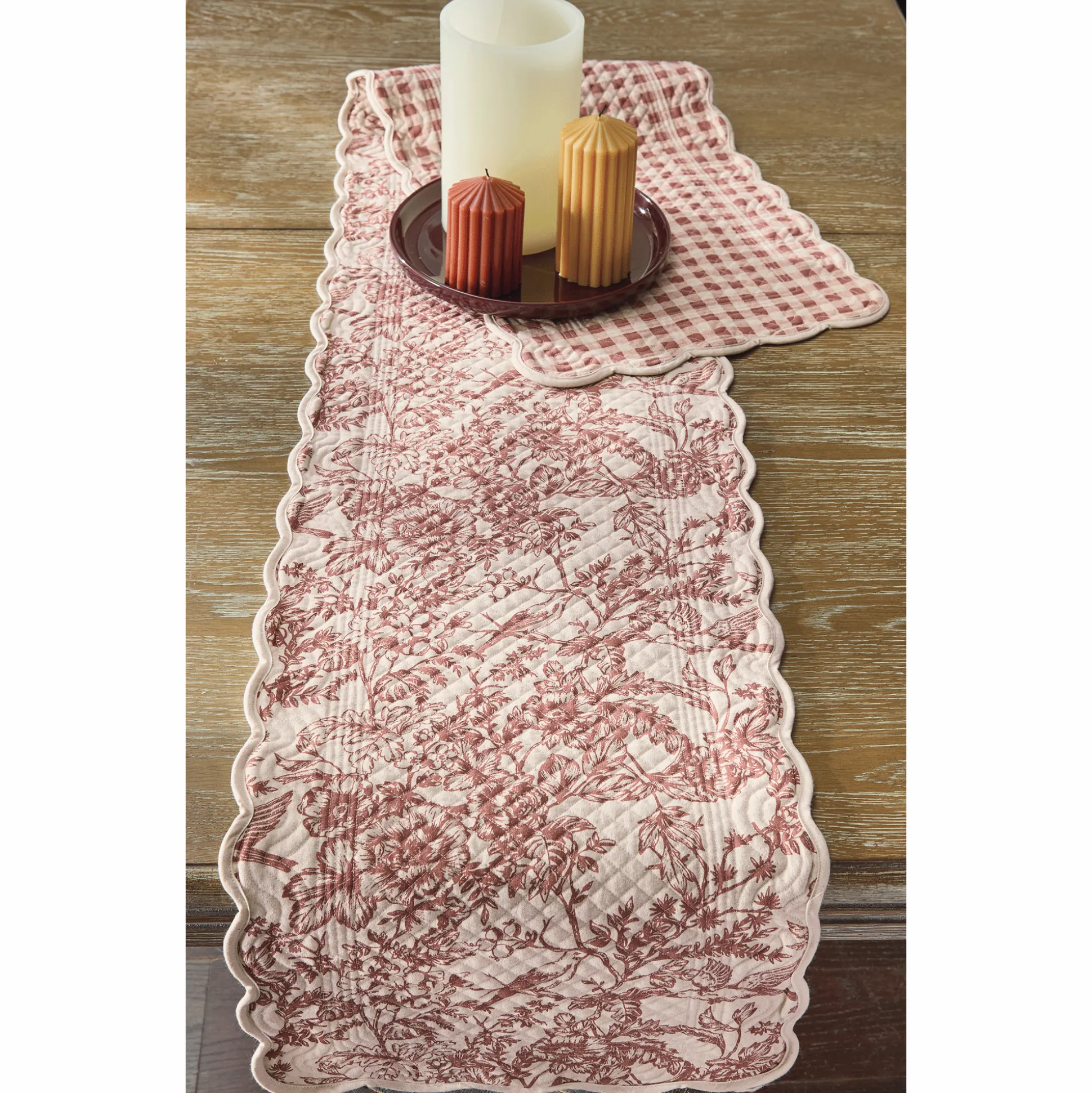 Gingham and Toile Quilted Runner