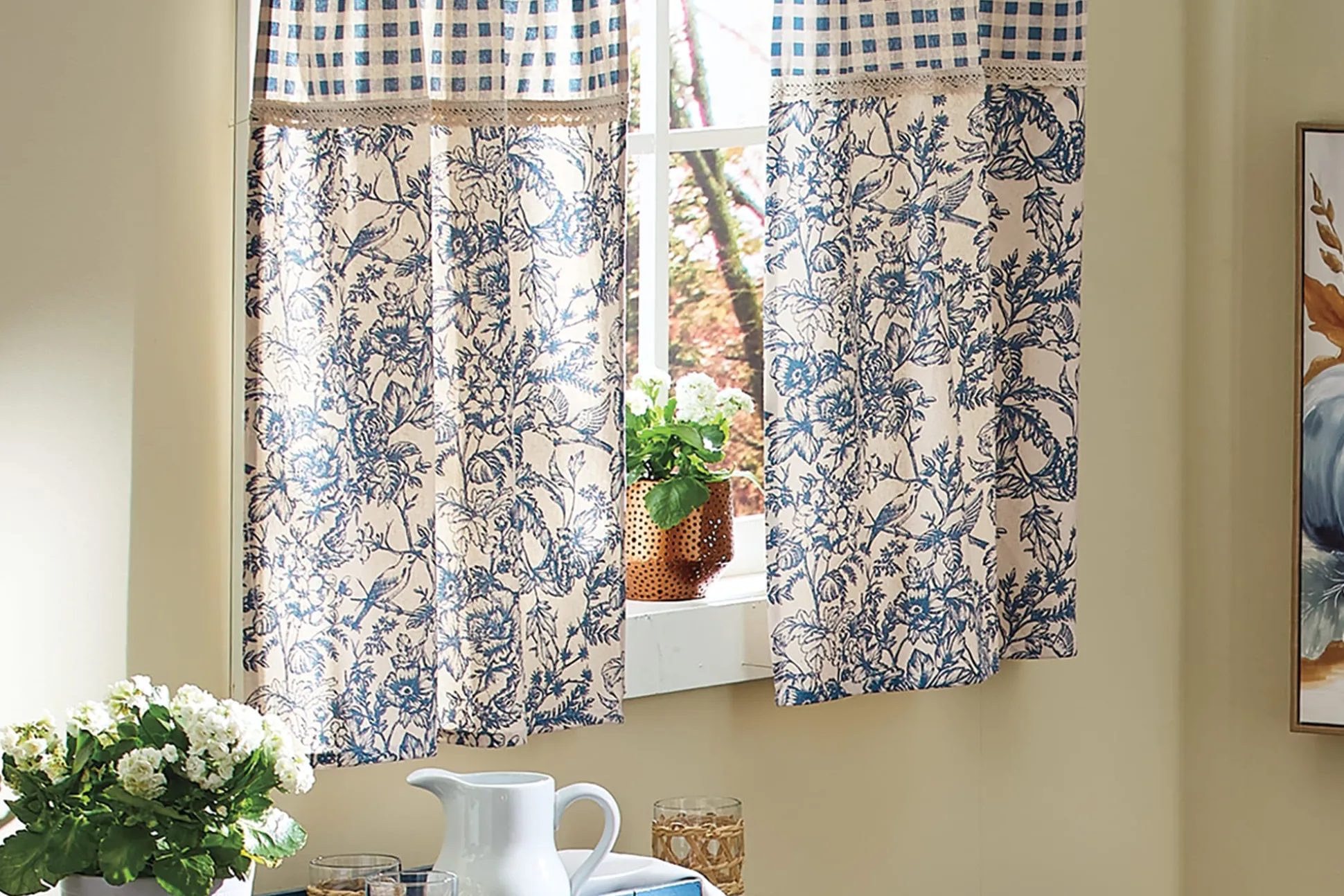Gingham and Toile Tier Pair
