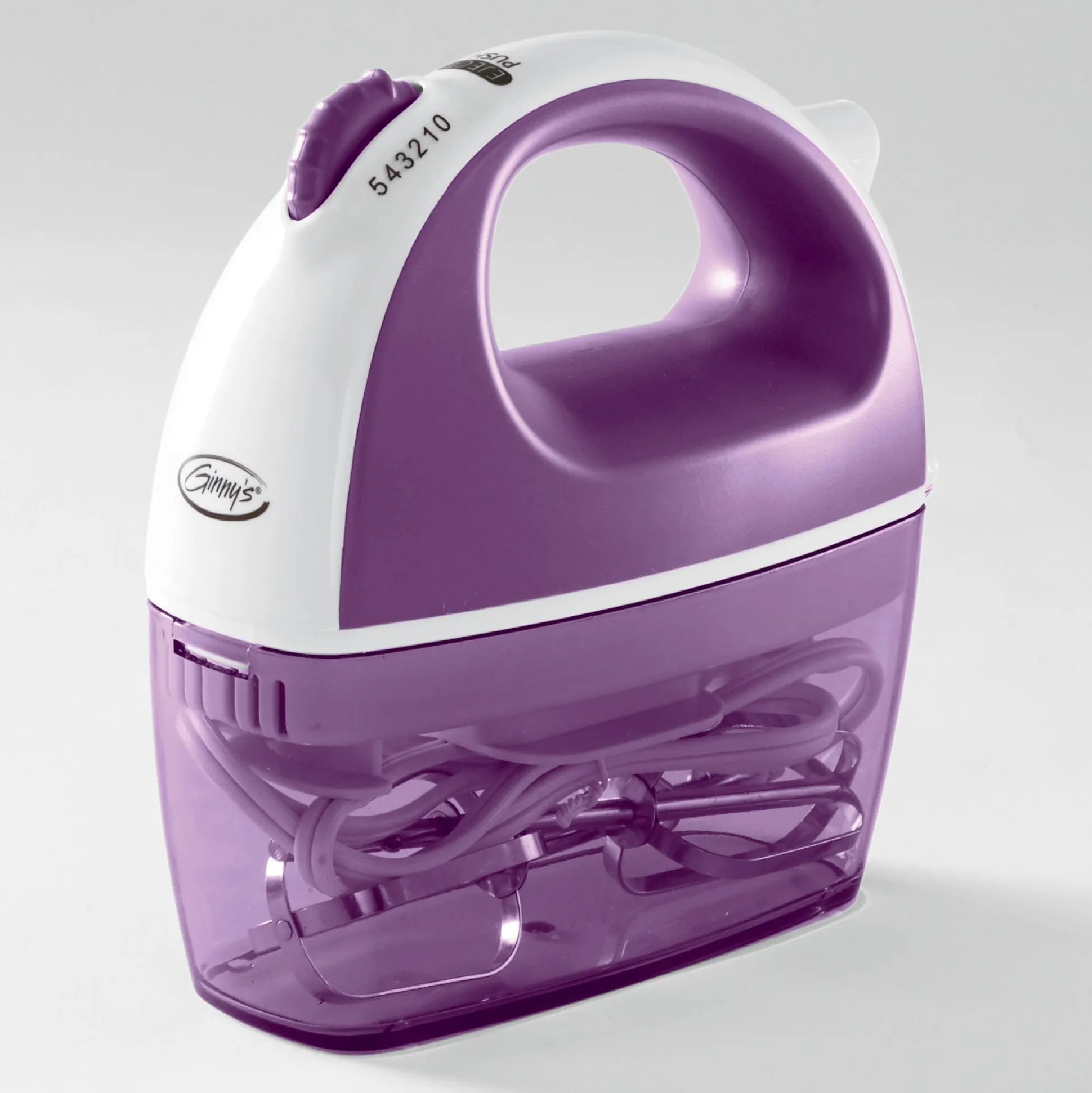Ginny's Brand 5-Speed Hand Mixer with Storage Case for Cord and Attachments