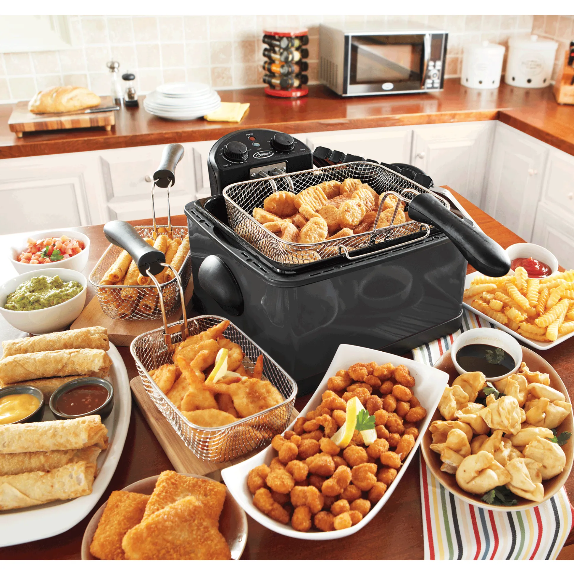 Ginny's 4-Quart Triple Basket Deep Fryer with Timer