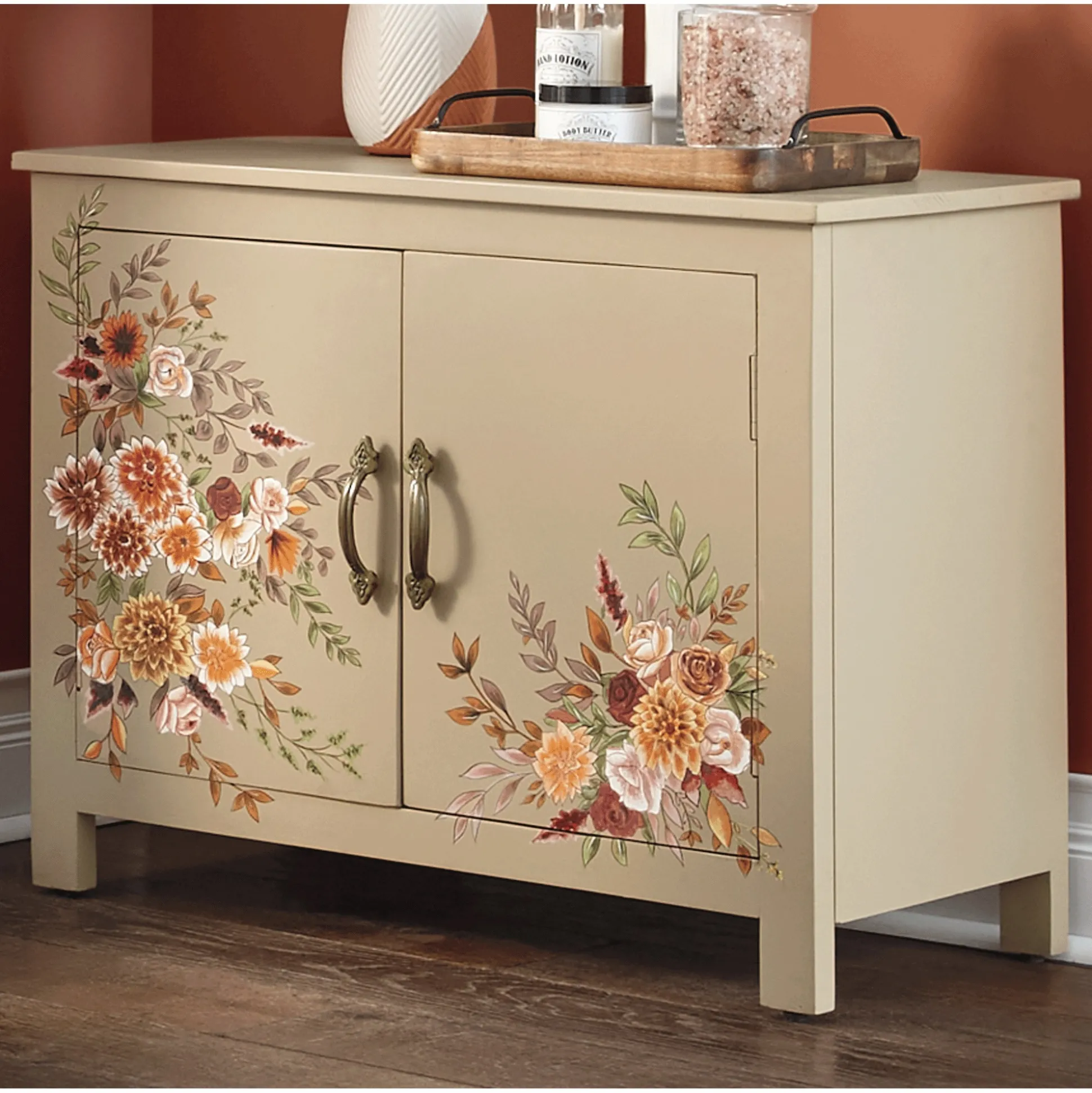 Giverny Painted Towel Cabinet