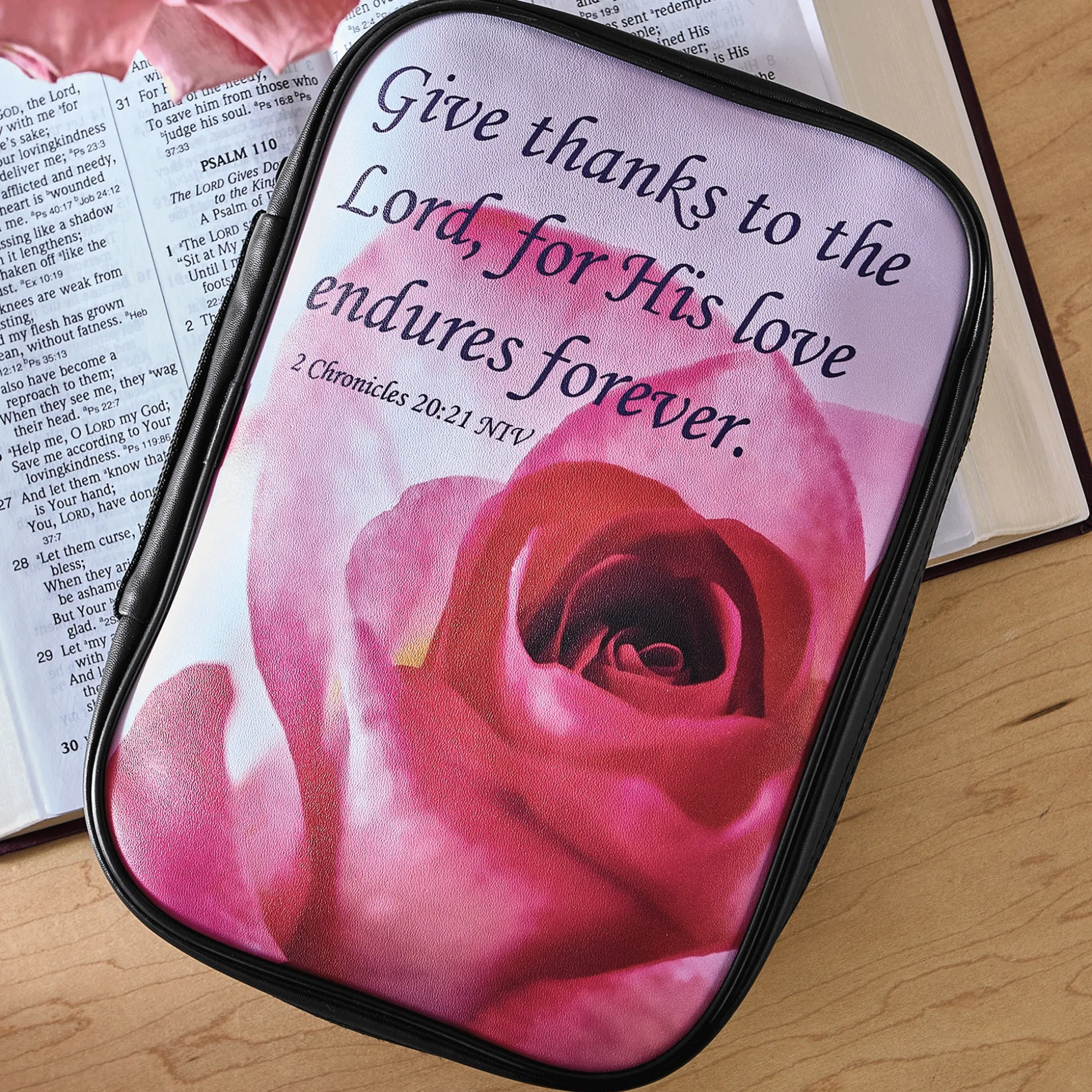 Give Thanks Rose Bible Cover