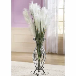 Glass Floor Vase with Stand