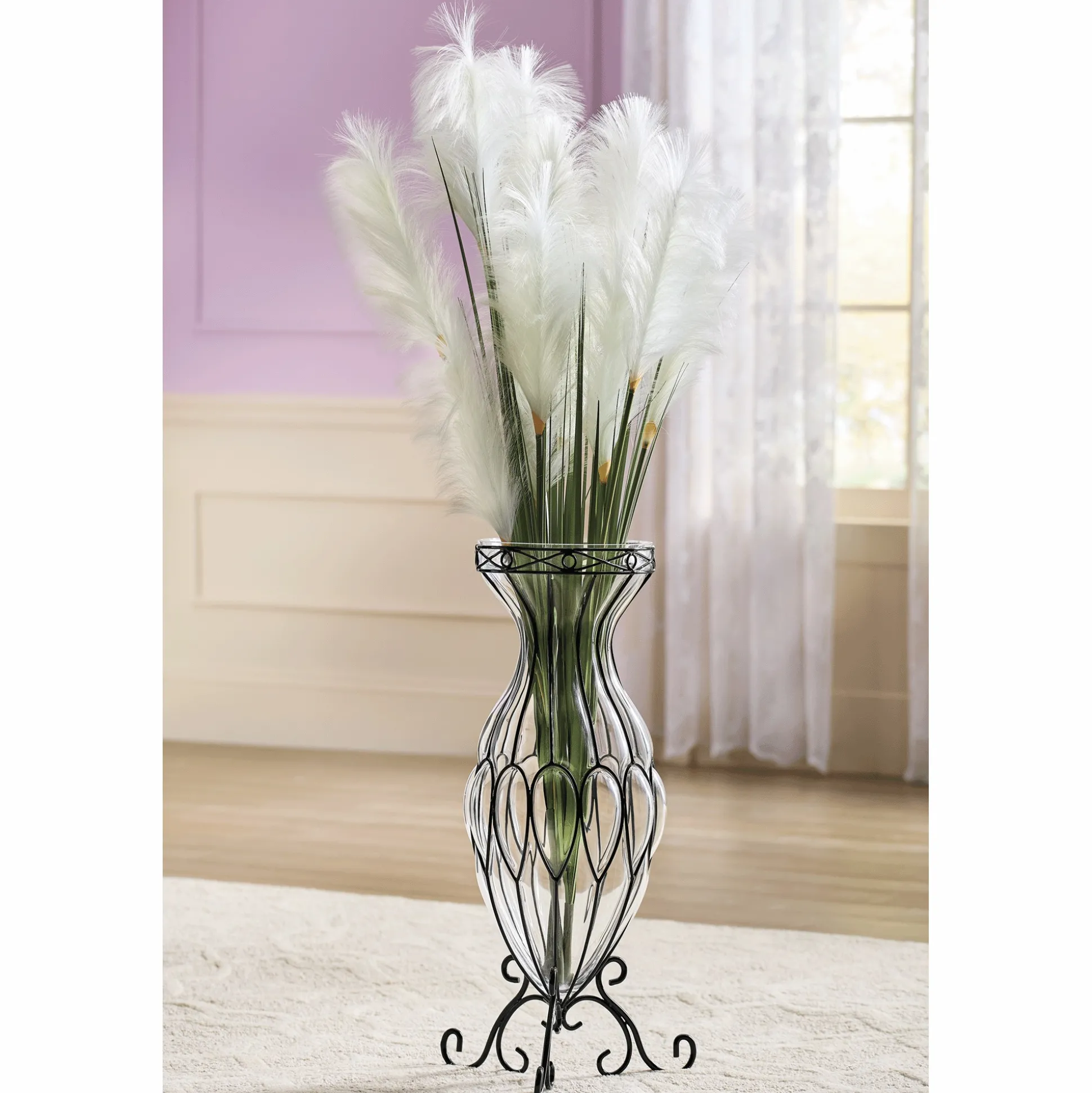 Glass Floor Vase with Stand