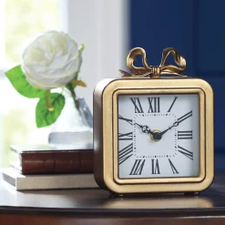 Golden Bow Table Clock
