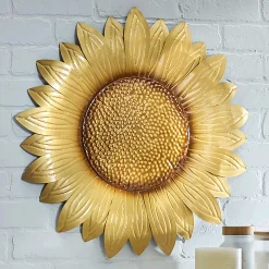 Golden Metal Sunflower Art