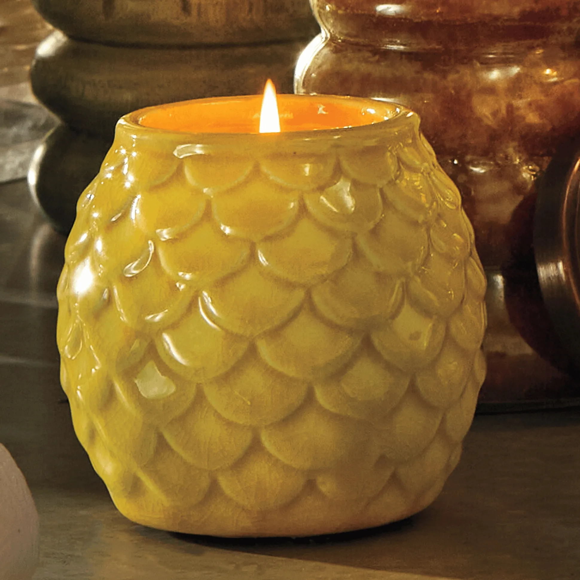 Golden Rod Ceramic Candle