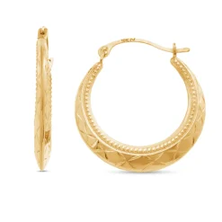 Gold Round Diamond-Cut Hoops