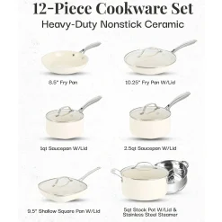Gotham Steel Natural 12-Piece Ceramic Nonstick Cookware Set