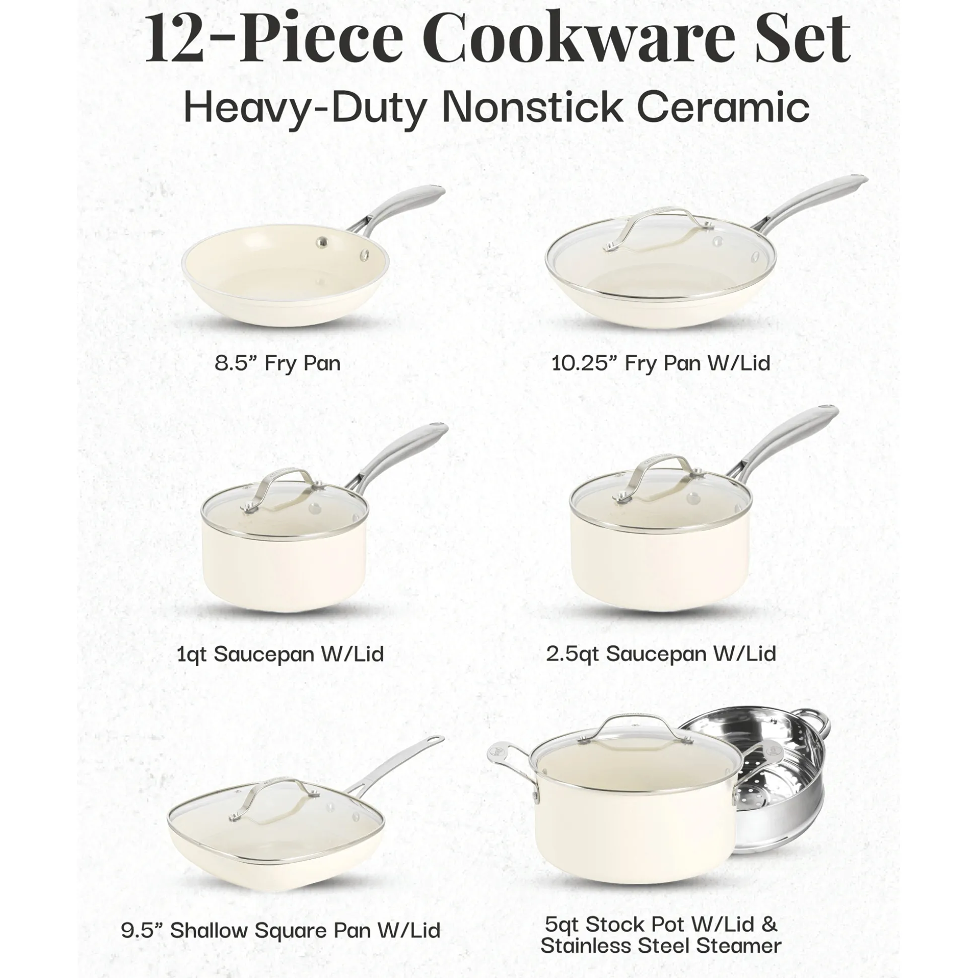 Gotham Steel Natural 12-Piece Ceramic Nonstick Cookware Set
