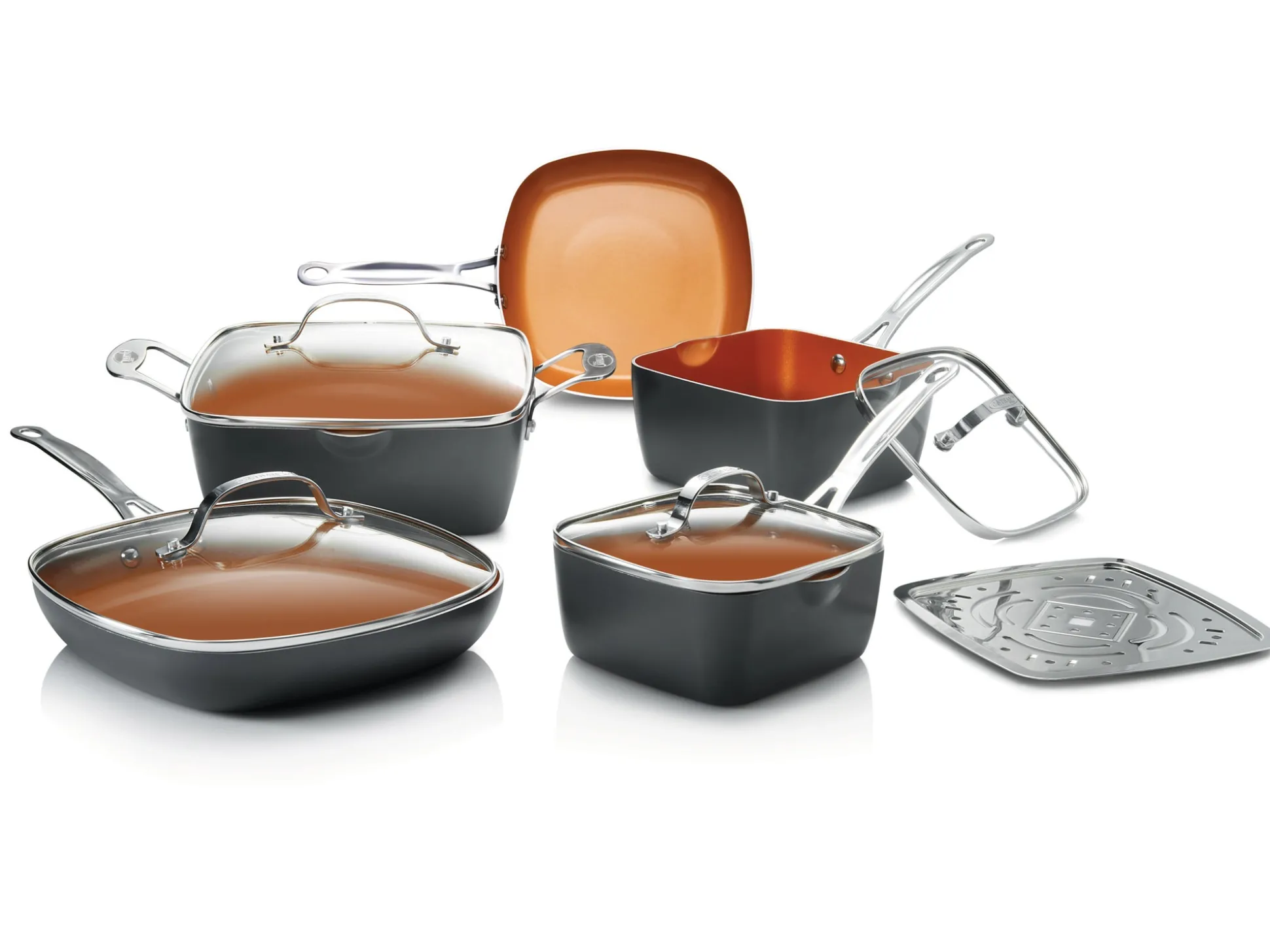 Gotham Steel 10-Piece Square Nonstick Cookware