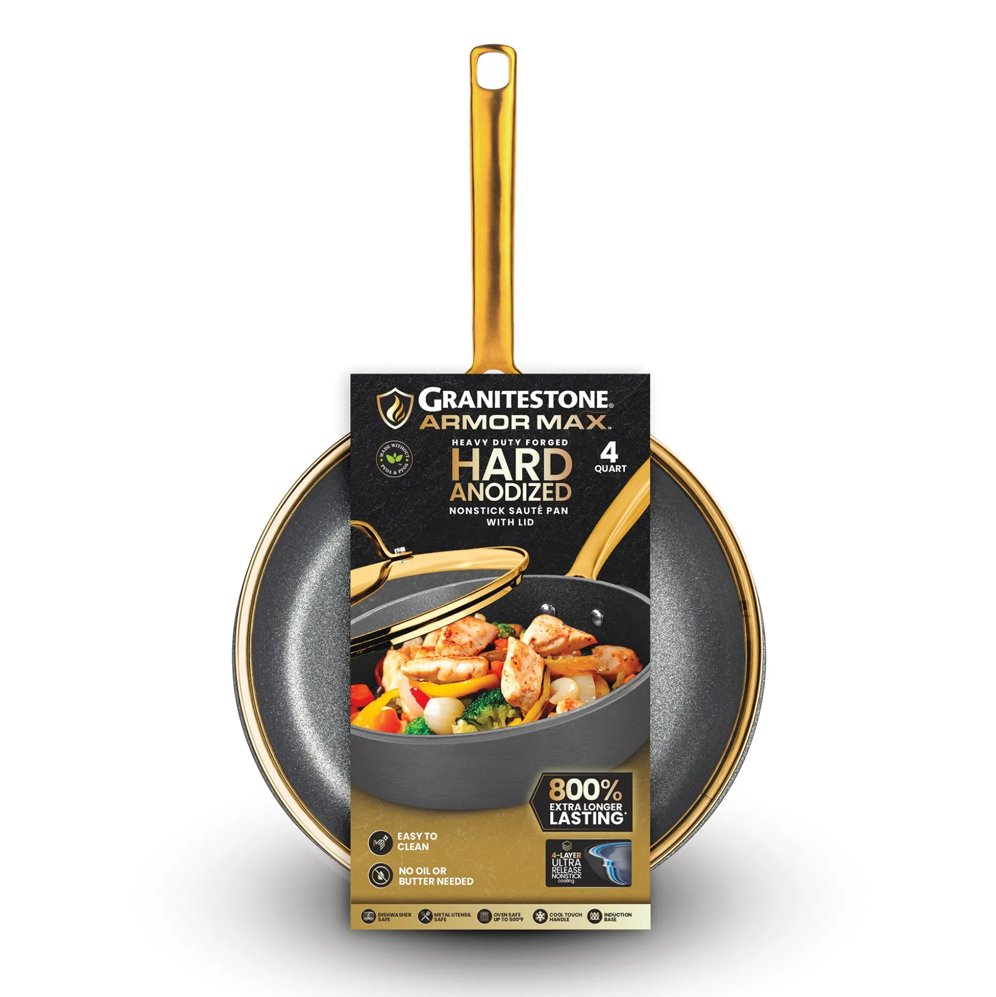 Granitestone Armor Max 4-Quart Hard-Anodized Sauté Pan