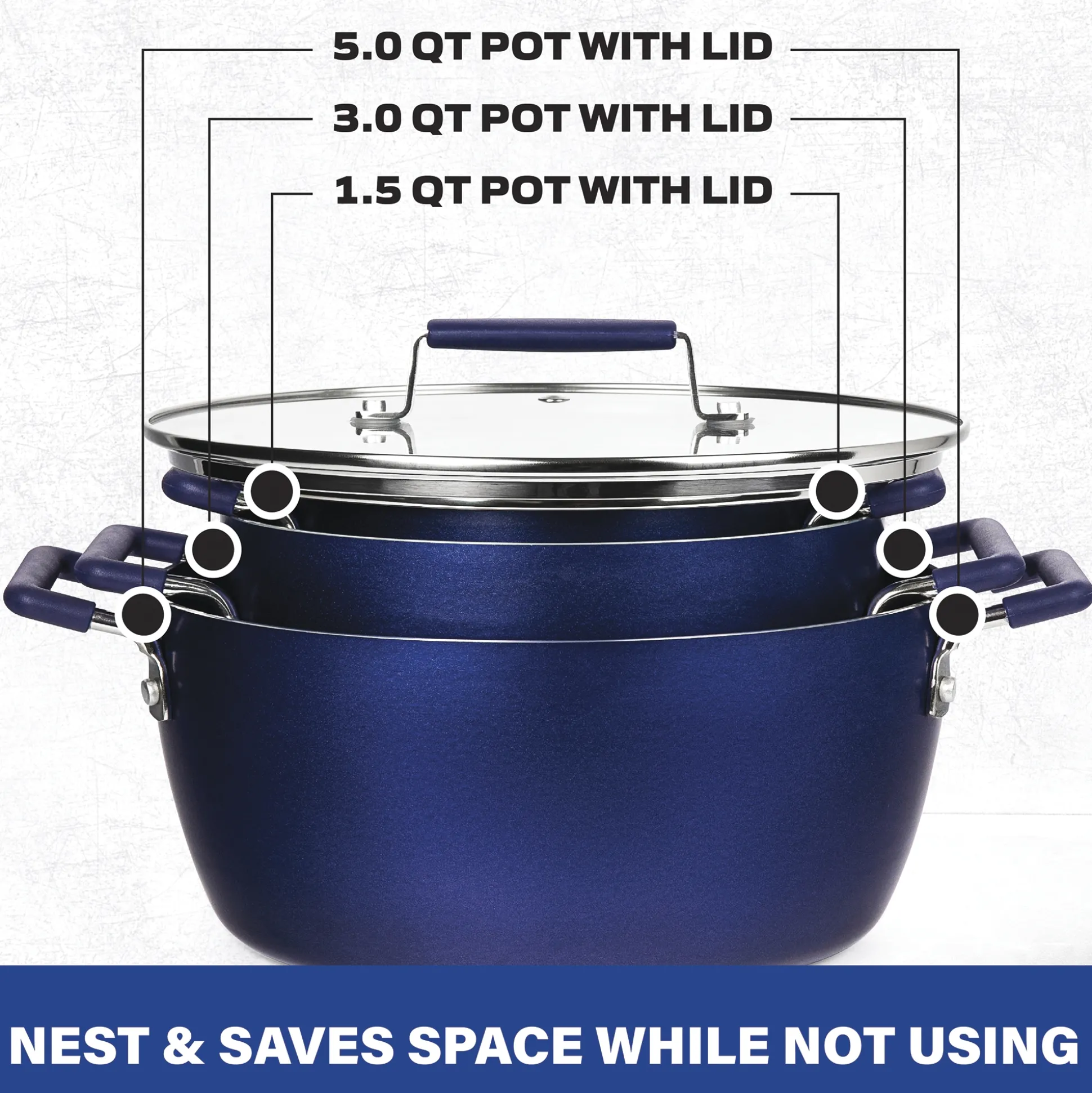 Granitestone Diamond 6-Piece Nesting Pot Set