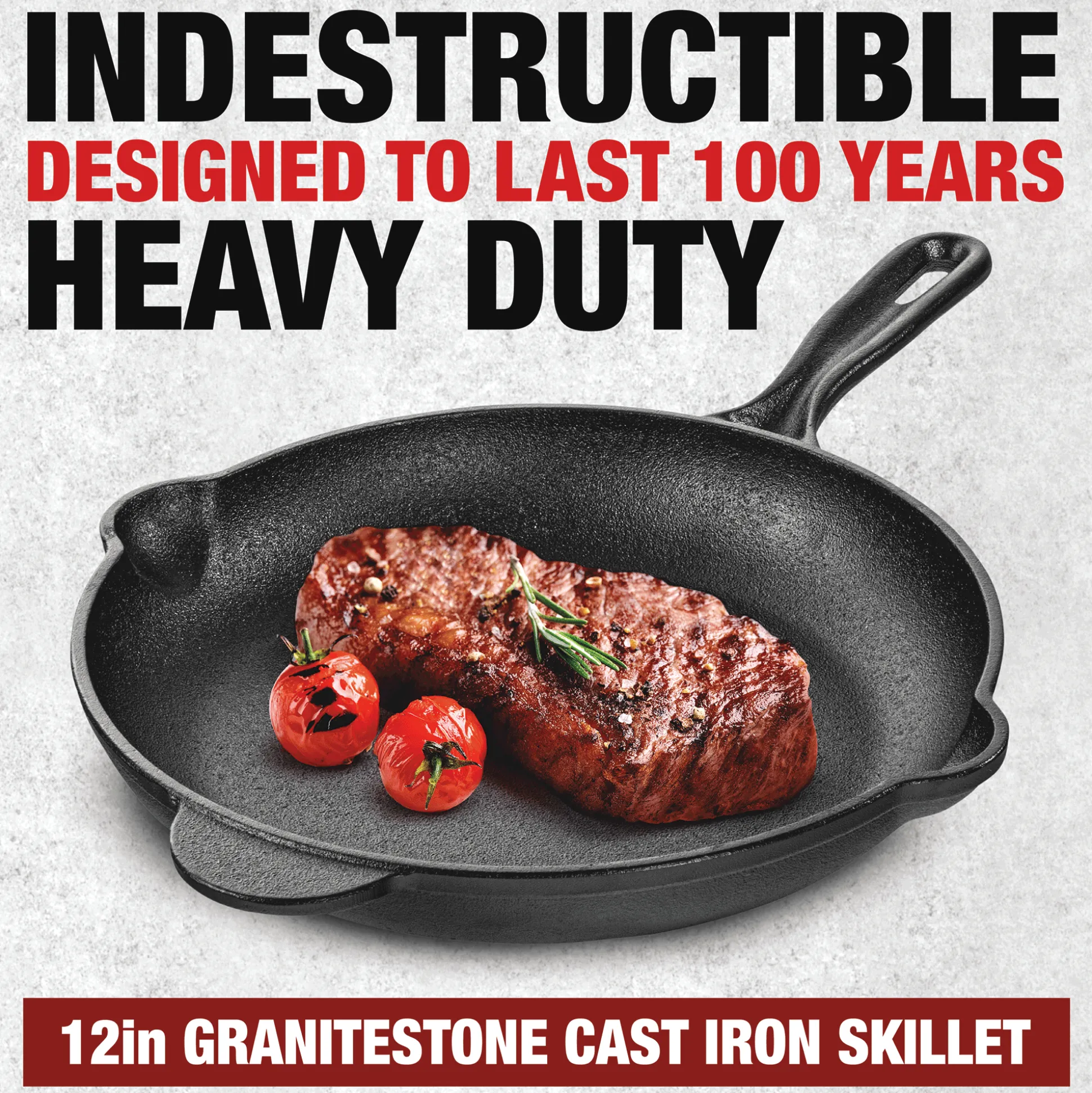 Granitestone Pre-Seasoned Cast Iron 12" Skillet