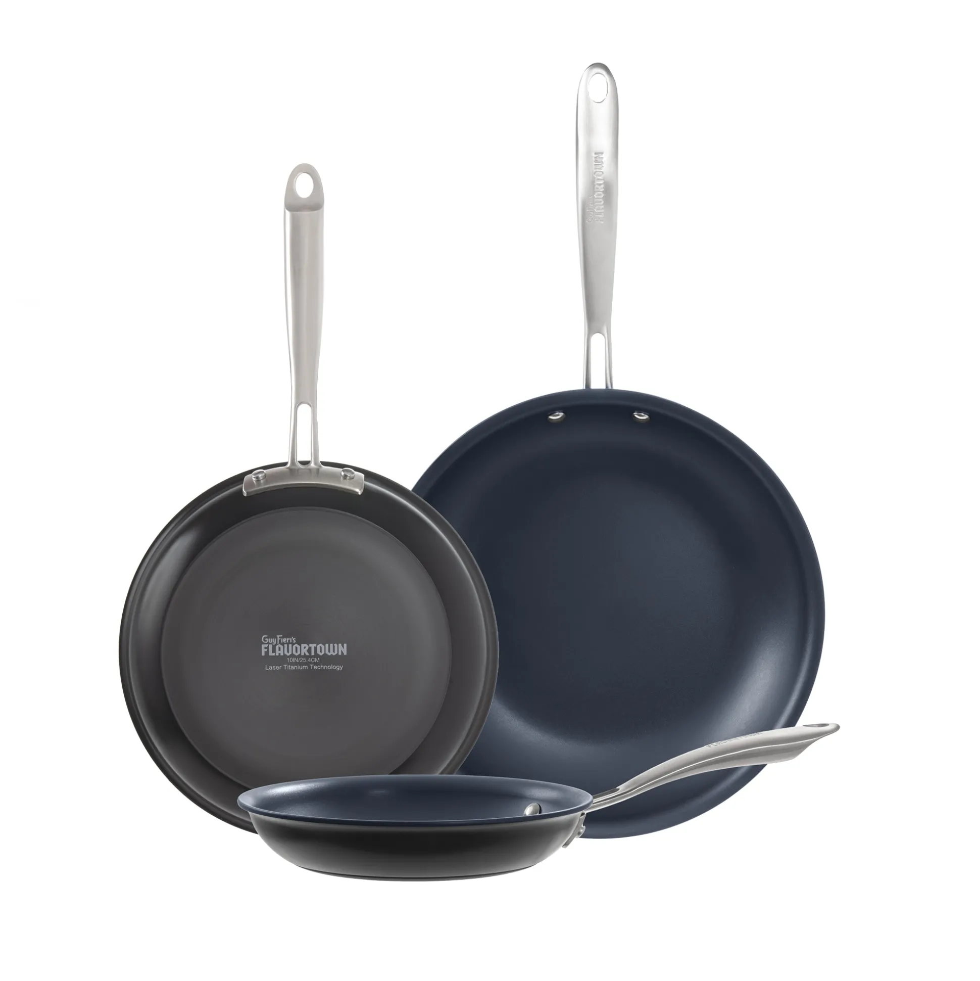 Guy Fieri Flavortown Set of 3 Laser Titanium Fry Pans