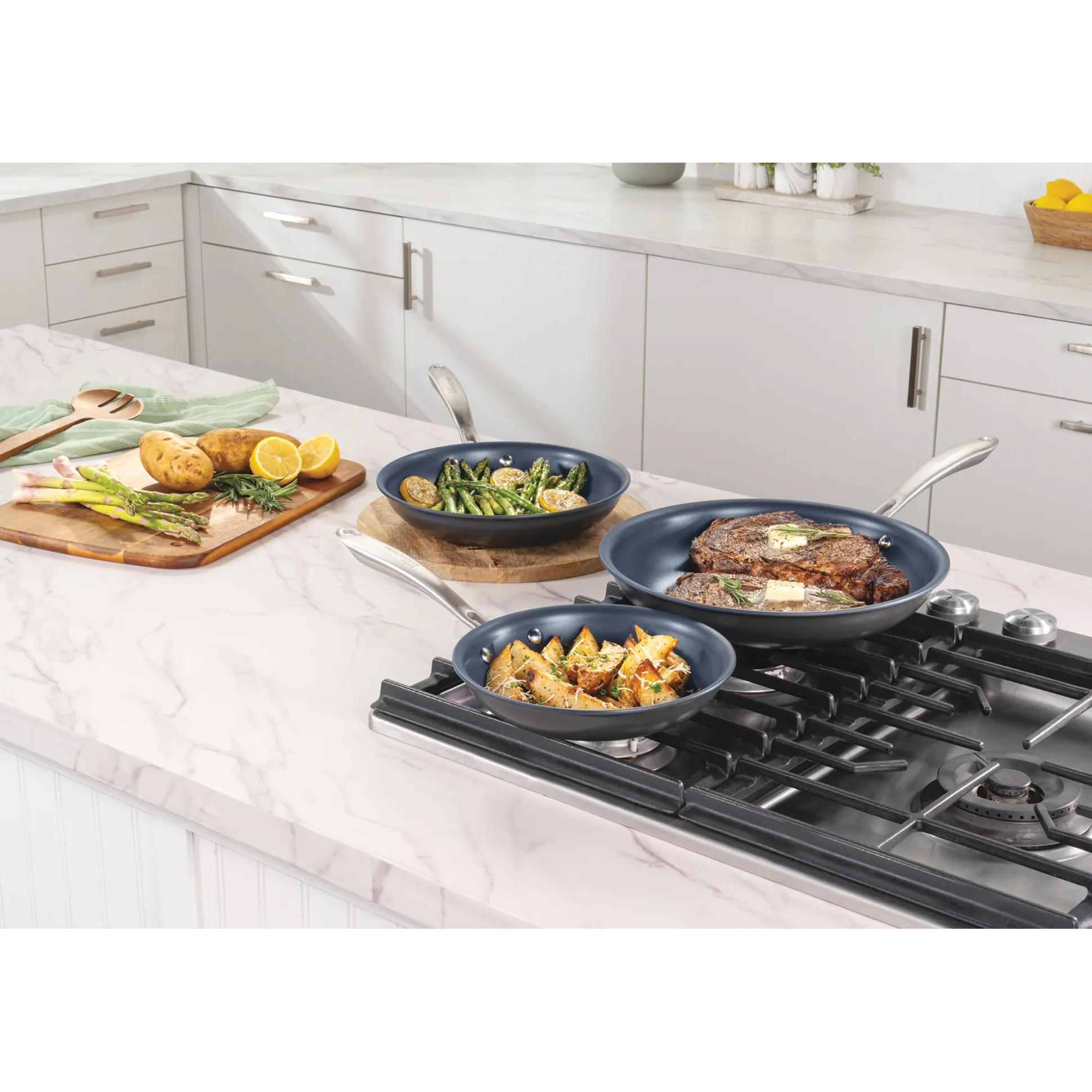 Guy Fieri Flavortown Set of 3 Laser Titanium Fry Pans