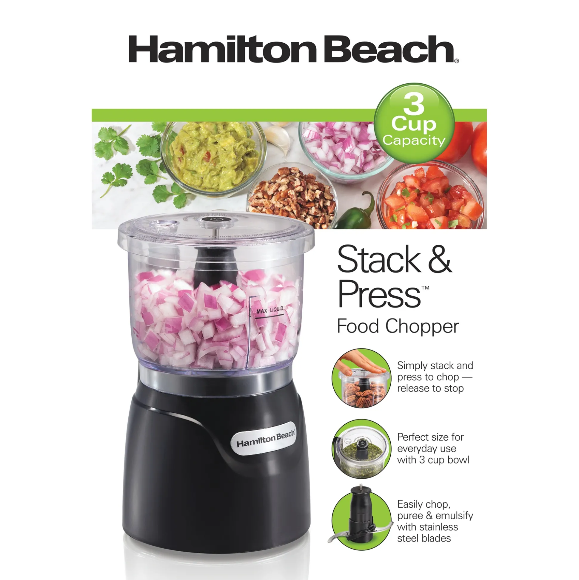 Hamilton Beach Stack & Press Food Chopper