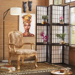 Hand-Carved Leopard Accent Chair
