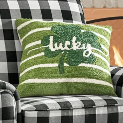 Hand-Hooked Shamrock Pillow