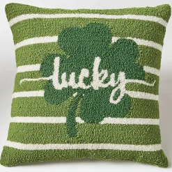 Hand-Hooked Shamrock Pillow