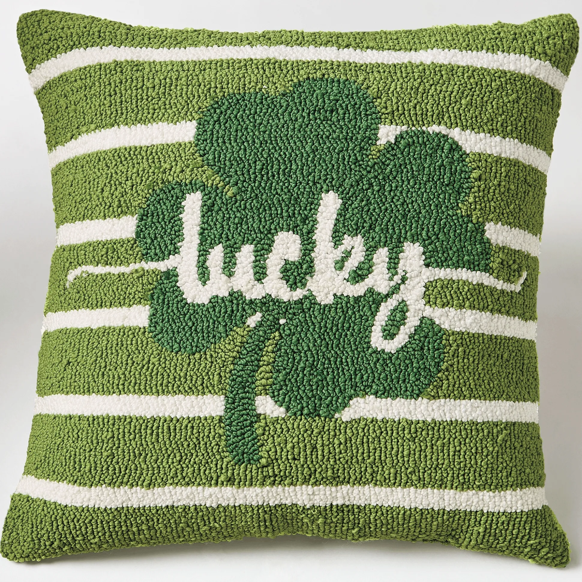 Hand-Hooked Shamrock Pillow