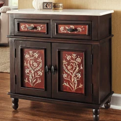 Hand-Painted Marble Top Cabinet