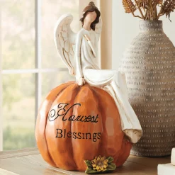 Harvest Angel with Pumpkin Statue