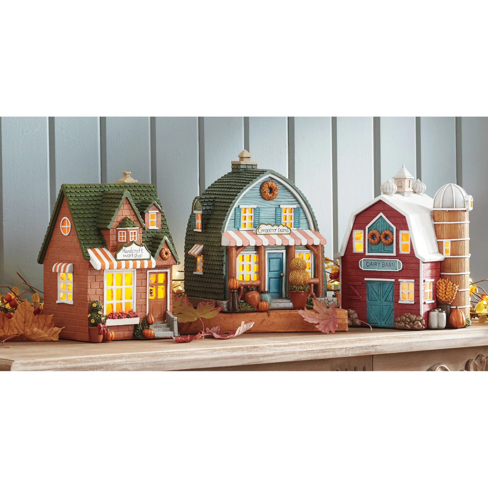 Harvest Town LED-Lit Hand-Painted Resin Buildings - Buy All and Save