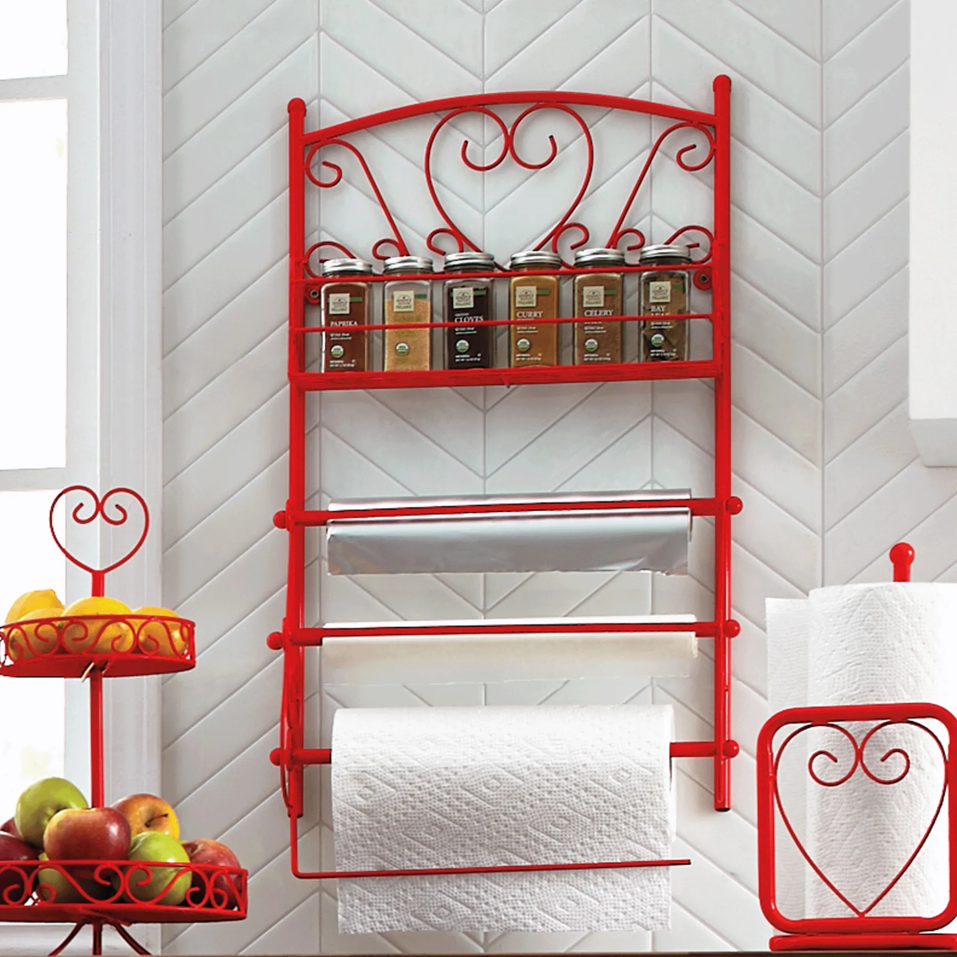Heart Scroll Wall Spice Rack