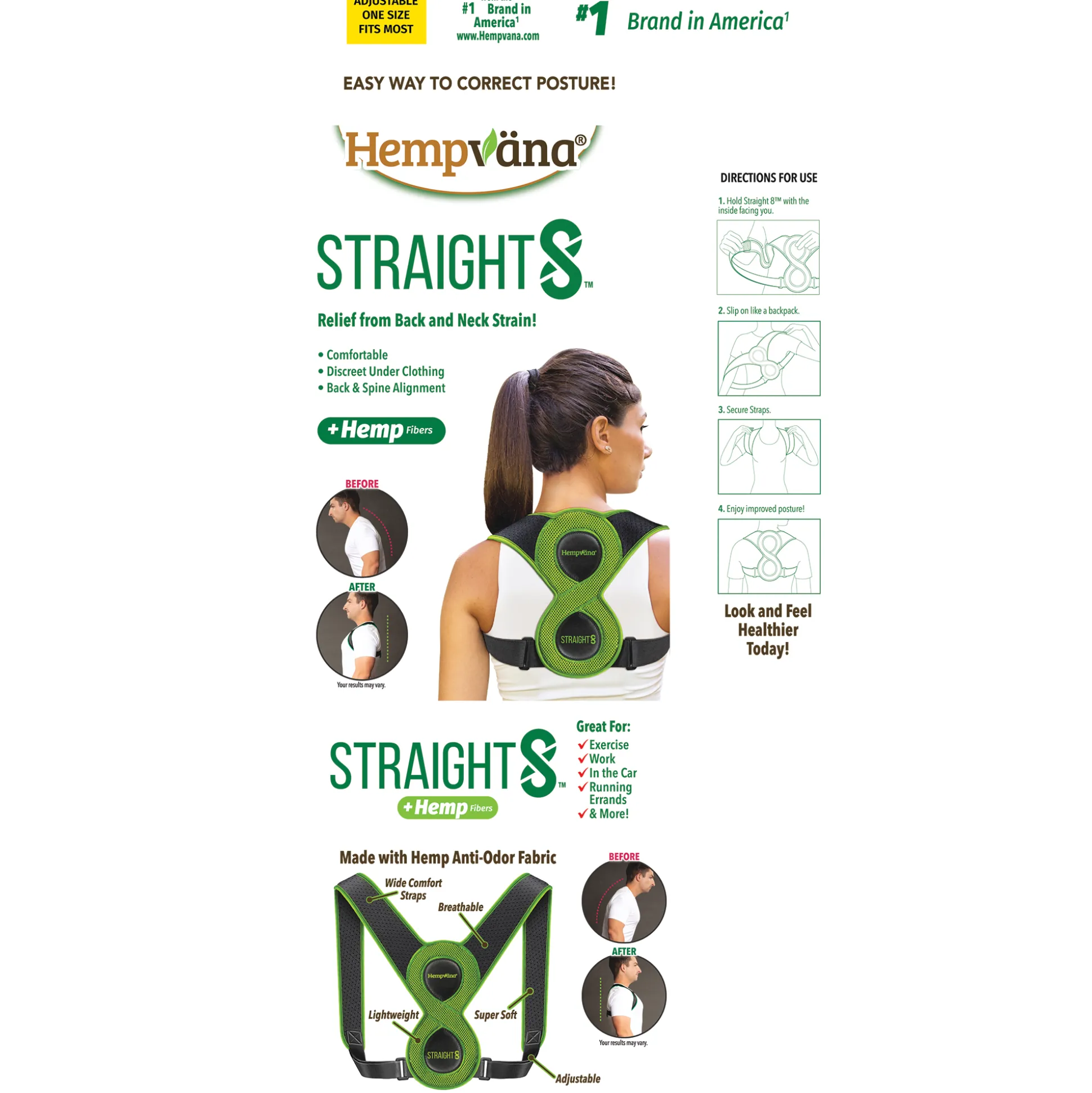 Hempvana Straight 8 Back and Neck Support