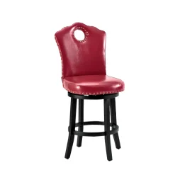 High-Back Swivel Bar or Counter Stool with Nailhead Trim