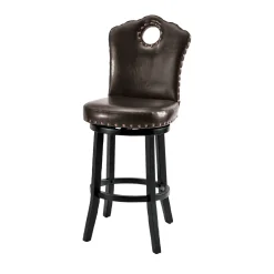 High-Back Swivel Bar or Counter Stool with Nailhead Trim