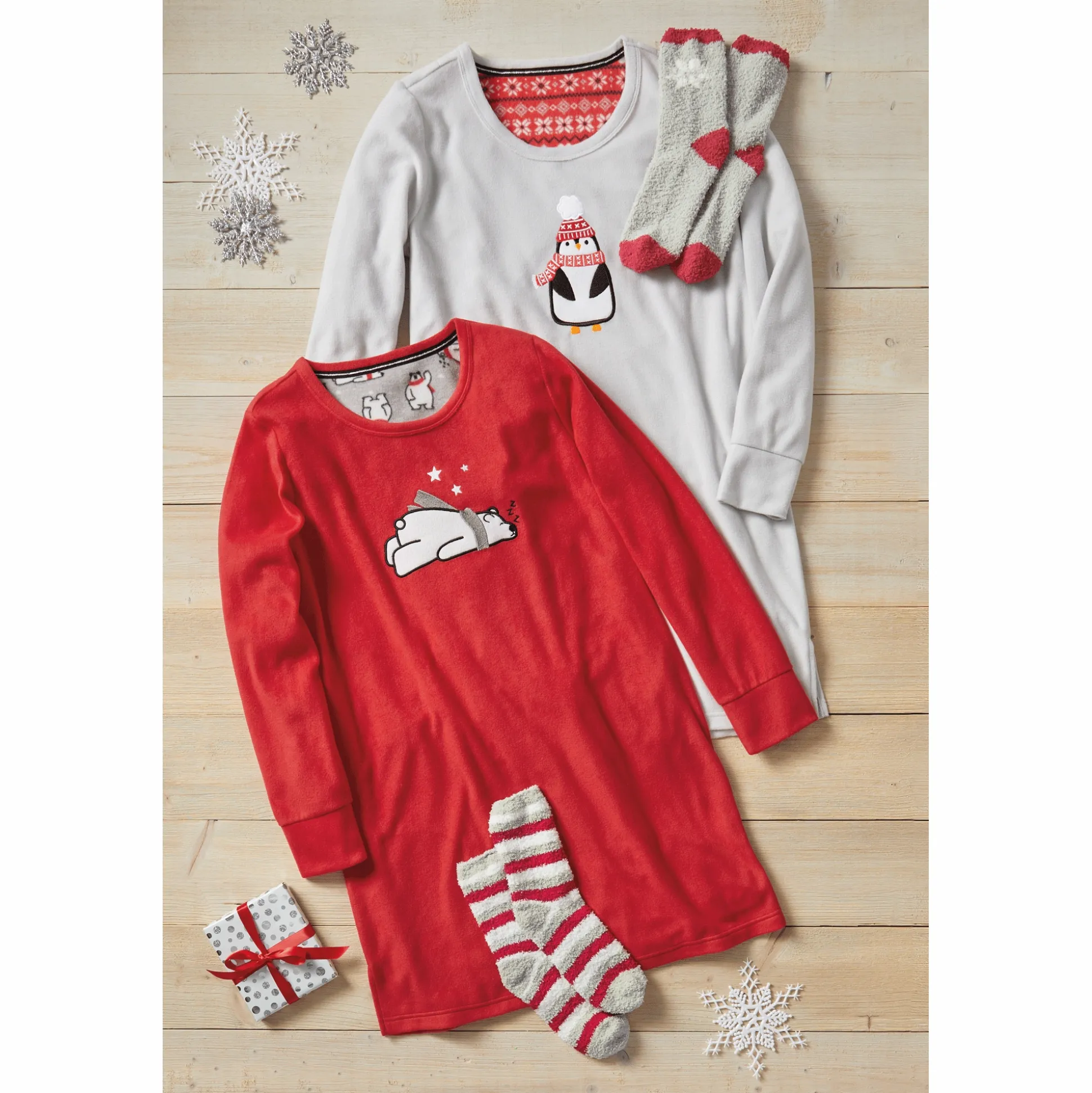 Holiday Friends Microfleece Nightshirt and Socks Set