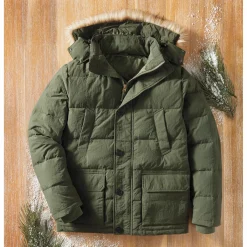 Hooded Down-Blend Jacket with Zip-Off Hood