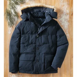 Hooded Down-Blend Jacket with Zip-Off Hood