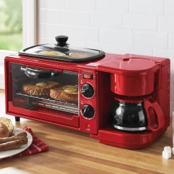 3-in-1 Breakfast Maker with Grill, Bake, Toast & Brew