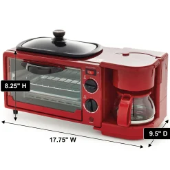 3-in-1 Breakfast Maker with Grill, Bake, Toast & Brew
