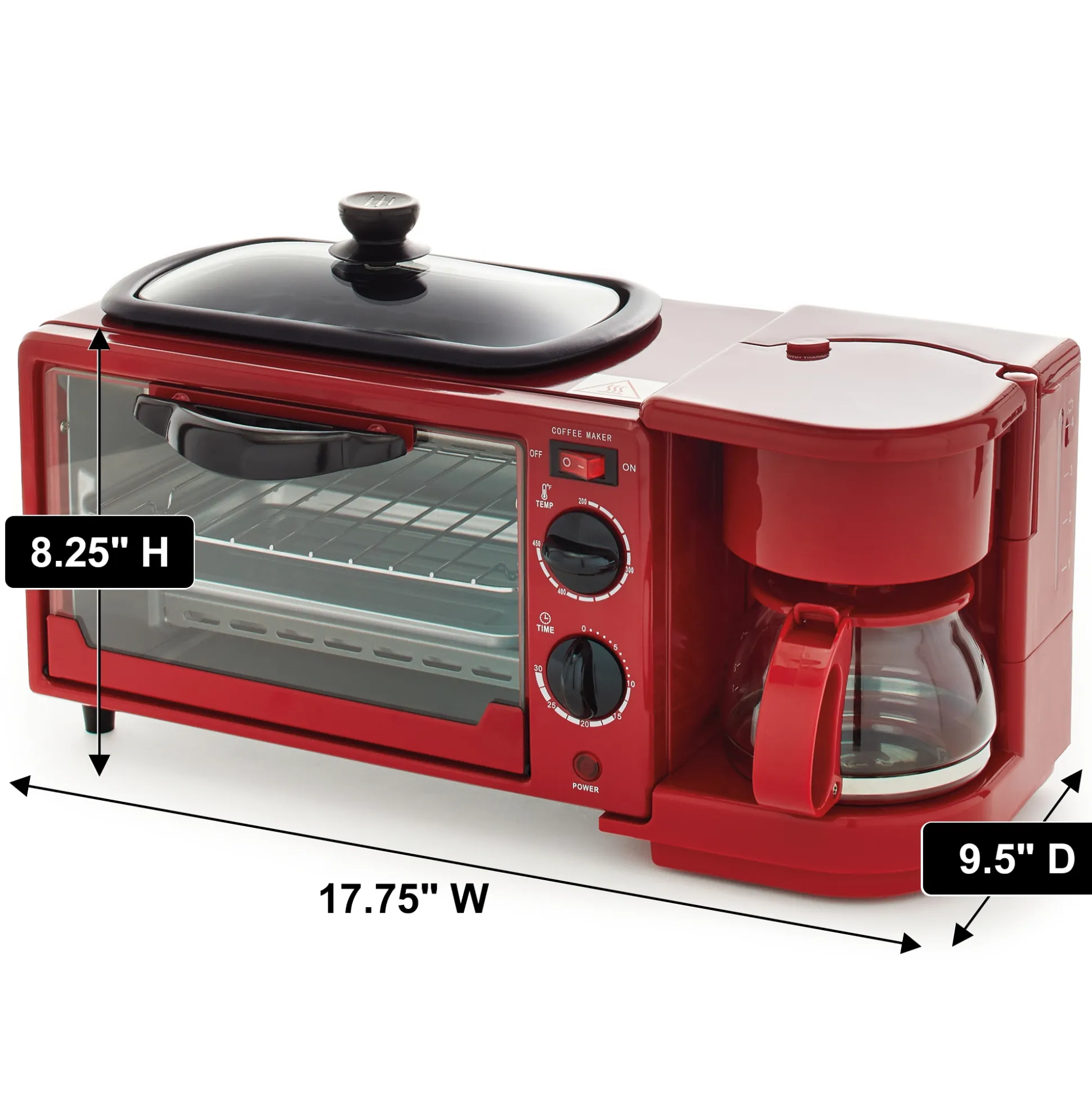 3-in-1 Breakfast Maker with Grill, Bake, Toast & Brew
