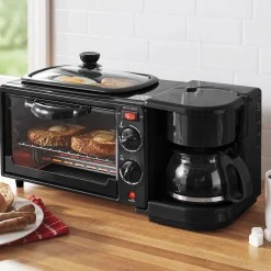 3-in-1 Breakfast Maker with Grill, Bake, Toast & Brew