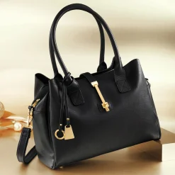 Jasmine 3-Compartment Satchel with Zip Closure and Adjustable Removable Strap