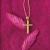 10K Gold Diamond-Cut Cross Pendant