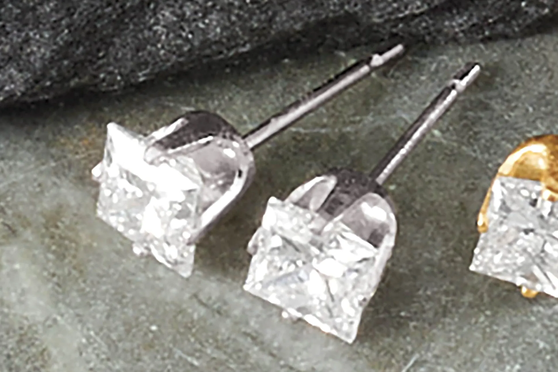 14K Gold Lab-Created Diamond Princess Solitaire Earrings