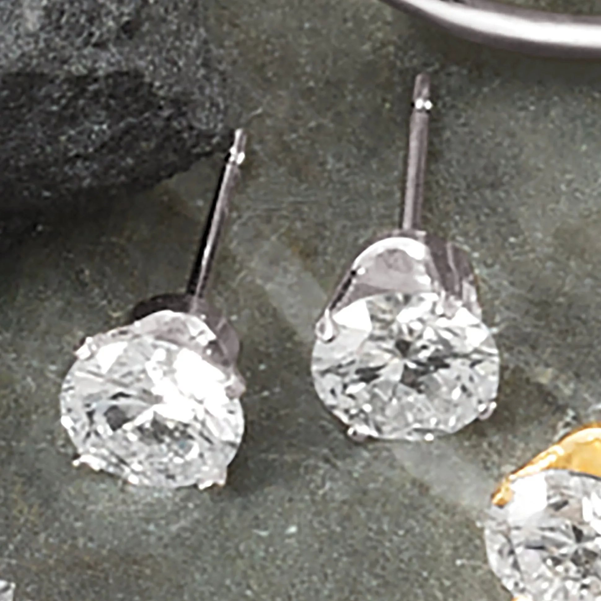 14K Gold Lab-Created Diamond Round Solitaire Post Earrings - 1.0 CTTW
