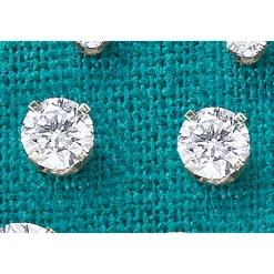 14K Gold Lab-Created Diamond Round Solitaire Post Earrings - 1.0 CTTW