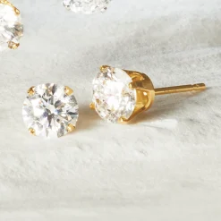 14K Gold Lab-Created Diamond Round Solitaire Post Earrings - 1.0 CTTW