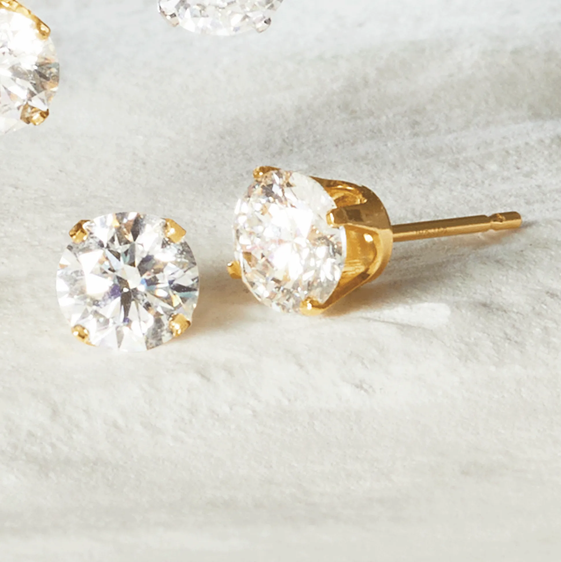 14K Gold Lab-Created Diamond Round Solitaire Post Earrings - 1.0 CTTW