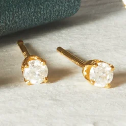 14K Gold Lab-Created Diamond Round Solitaire Post Earrings - .25 CTTW