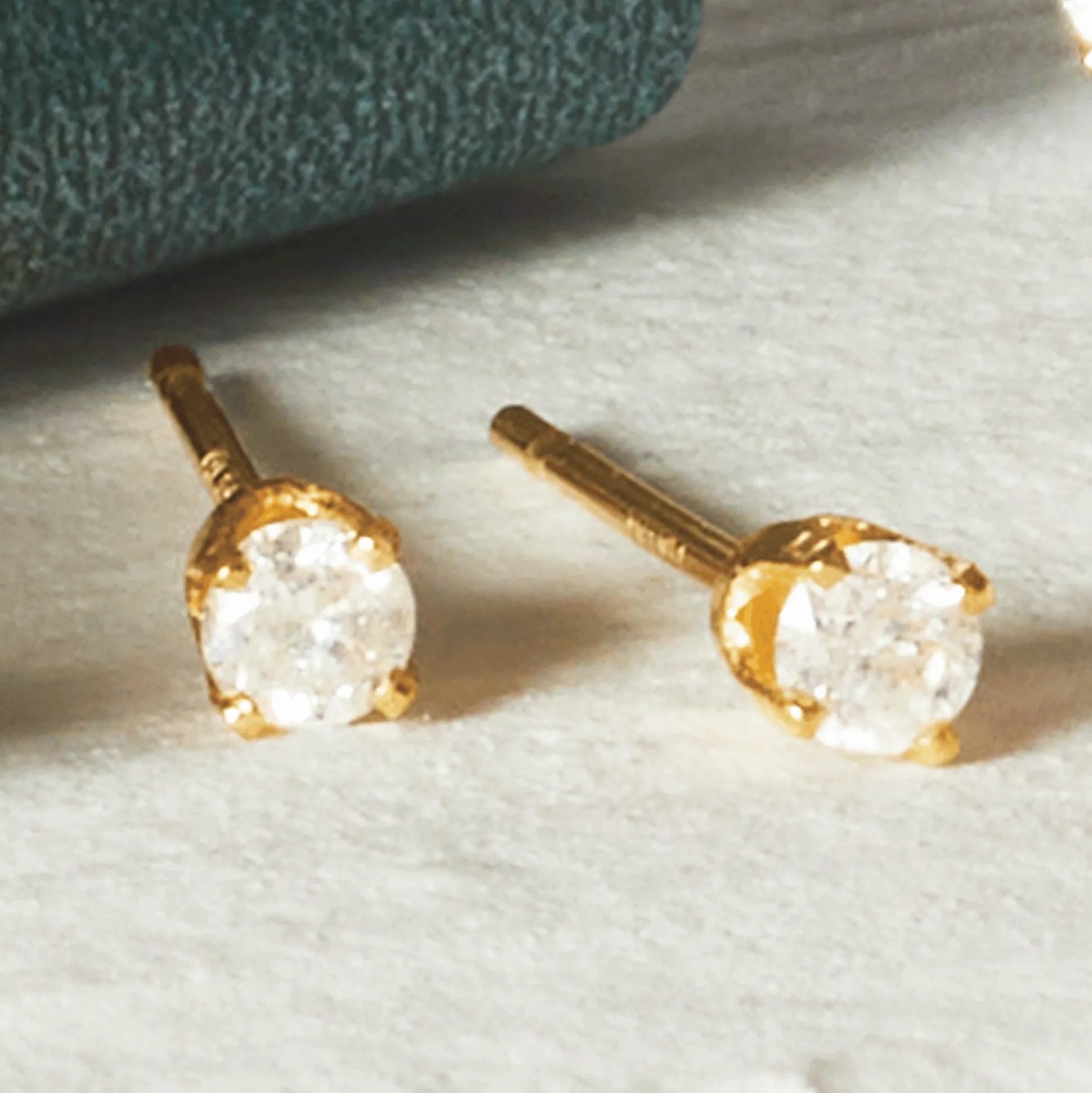 14K Gold Lab-Created Diamond Round Solitaire Post Earrings - .25 CTTW