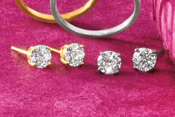 14K Gold Lab-Created Diamond Round Solitaire Post Earrings
